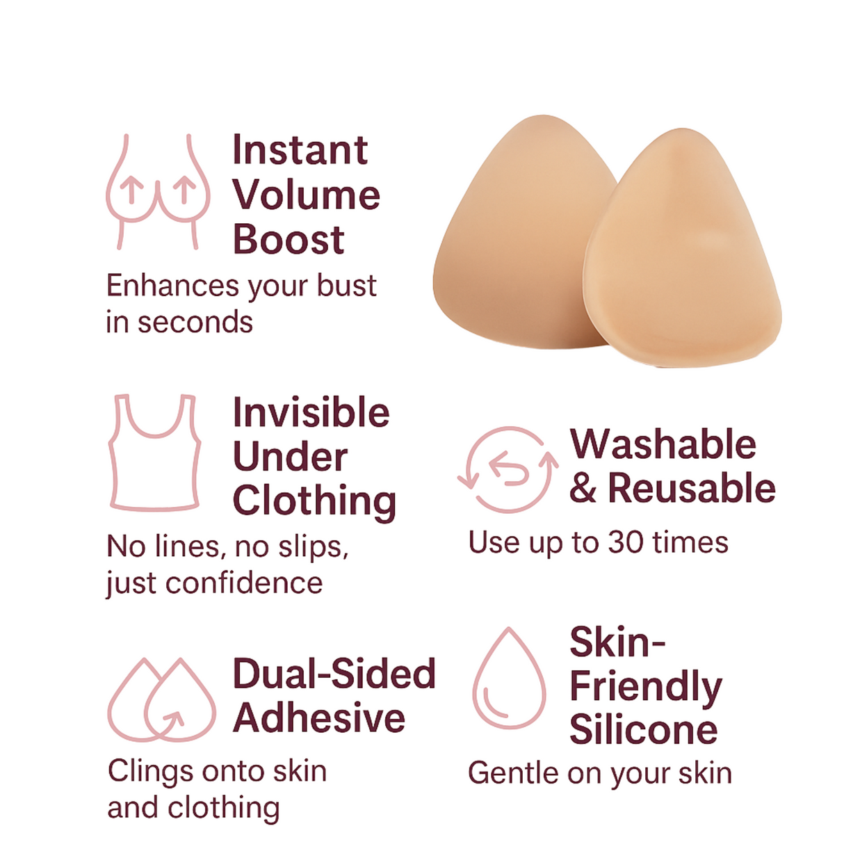 Luster Ultra Boost sticky Inserts- Instant Lift & Boost, Washable & Reusable