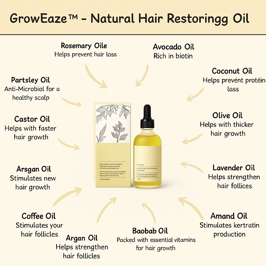 GrowEaze™ Natural Hair Restorer Oil - Buy 1 Get 1 Free