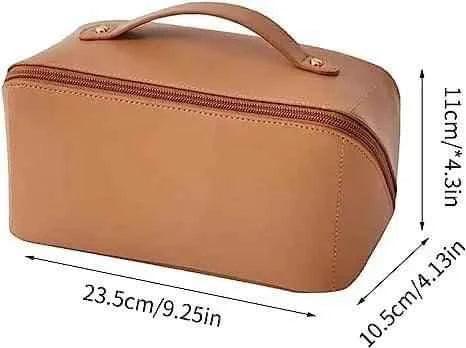 Classy Leather Cosmetic Bag, Portable Makeup Pouch for Travel - Clarify.pk