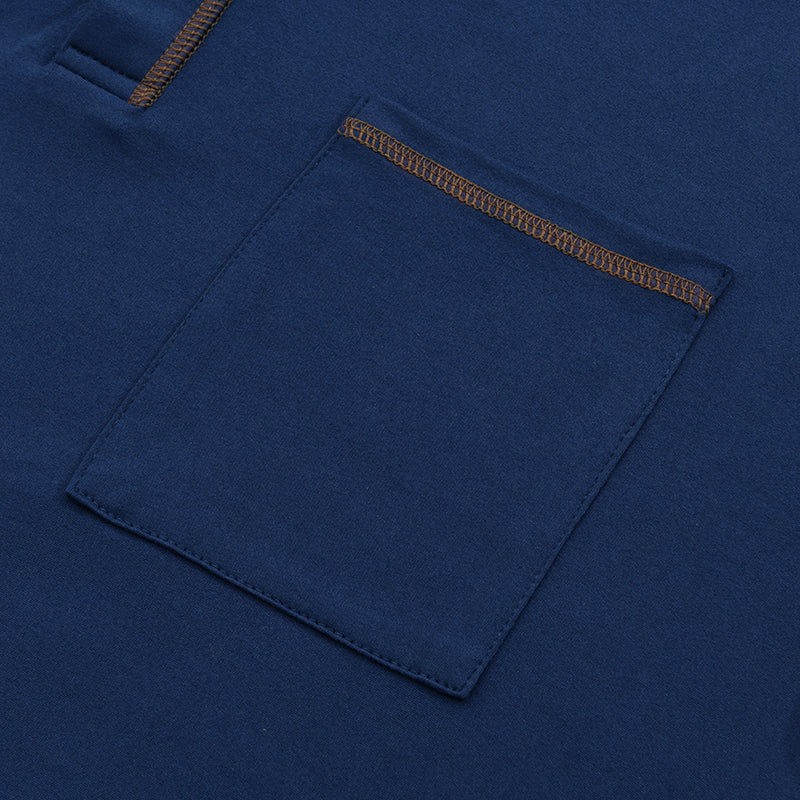 Jules | Heren T-shirt van katoen met Henley kraag, colorblock design en korte mouwen