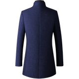 High-End Stand Collar Men’s Trench Coat – Korean Business Style