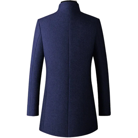 High-End Stand Collar Men’s Trench Coat – Korean Business Style