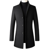 High-End Stand Collar Men’s Trench Coat – Korean Business Style