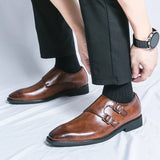 Buckle monk classic retro shoes