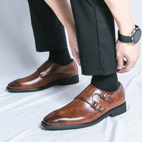 Buckle monk classic retro shoes