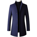 High-End Stand Collar Men’s Trench Coat – Korean Business Style