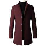 High-End Stand Collar Men’s Trench Coat – Korean Business Style