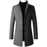 High-End Stand Collar Men’s Trench Coat – Korean Business Style
