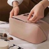 Classy Leather Cosmetic Bag, Portable Makeup Pouch for Travel - Clarify.pk