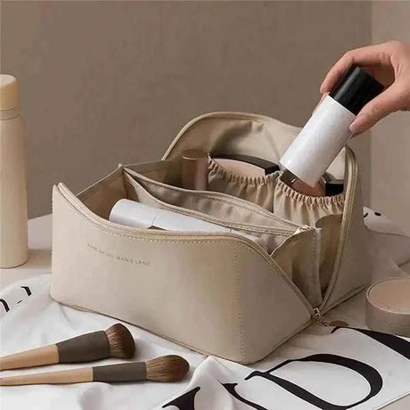 Classy Leather Cosmetic Bag, Portable Makeup Pouch for Travel - Clarify.pk