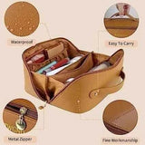 Classy Leather Cosmetic Bag, Portable Makeup Pouch for Travel - Clarify.pk
