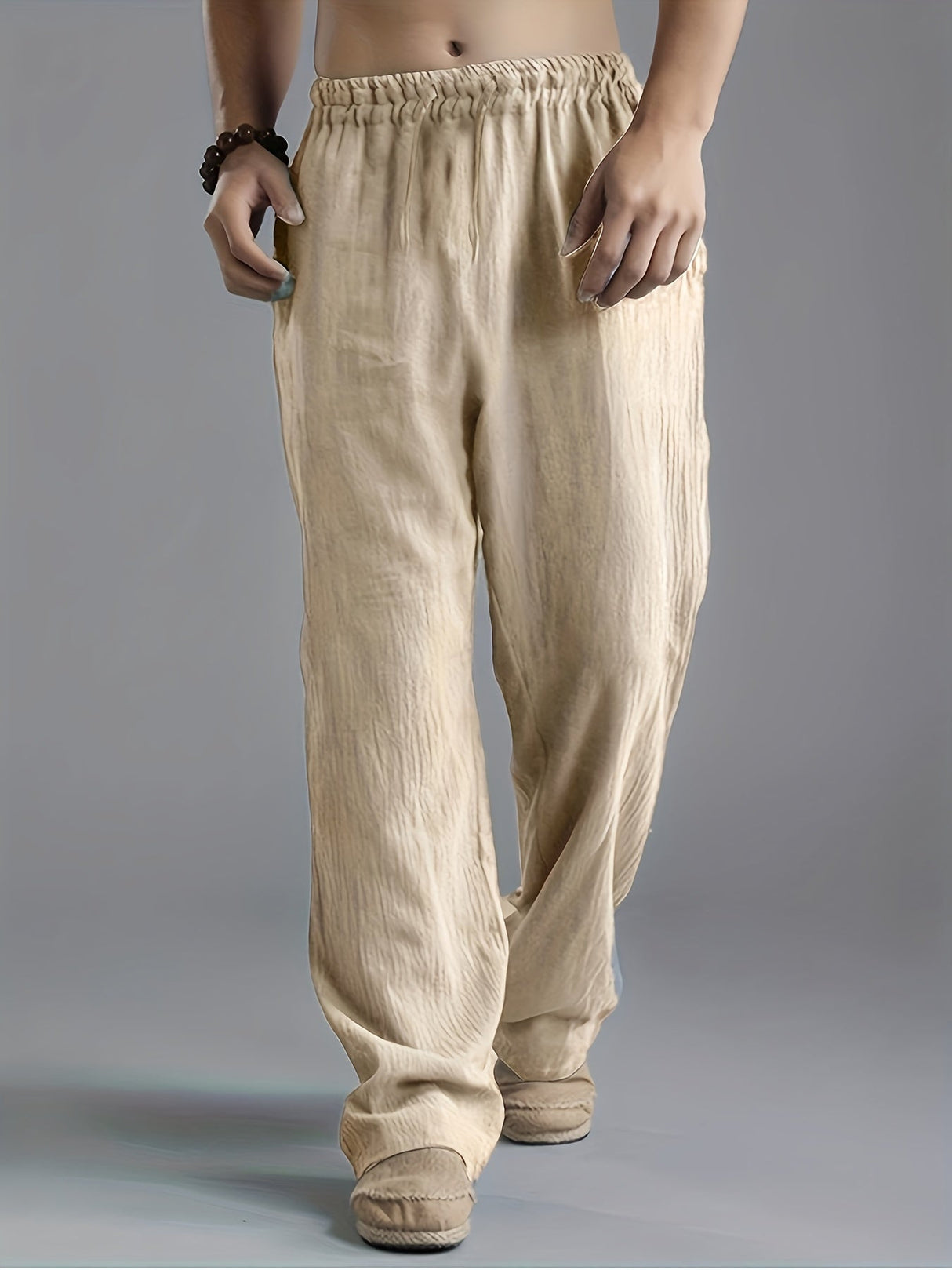 Adrian | Men's Comfortable Linen Pants with Elastic Waistband and Regular Fit-5