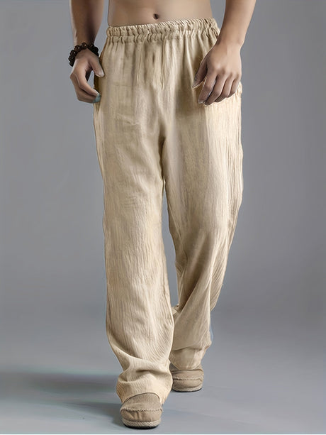 Adrian | Men's Comfortable Linen Pants with Elastic Waistband and Regular Fit-5