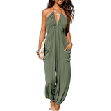 Plunge Halter Sleeveless Jumpsuit
