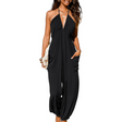 Plunge Halter Sleeveless Jumpsuit
