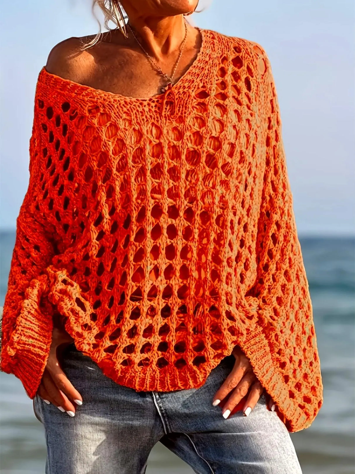 Solvane Crochet Knit Sweater