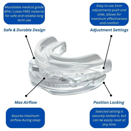 Close up of adjustable mouthpiece showing custom fit design
