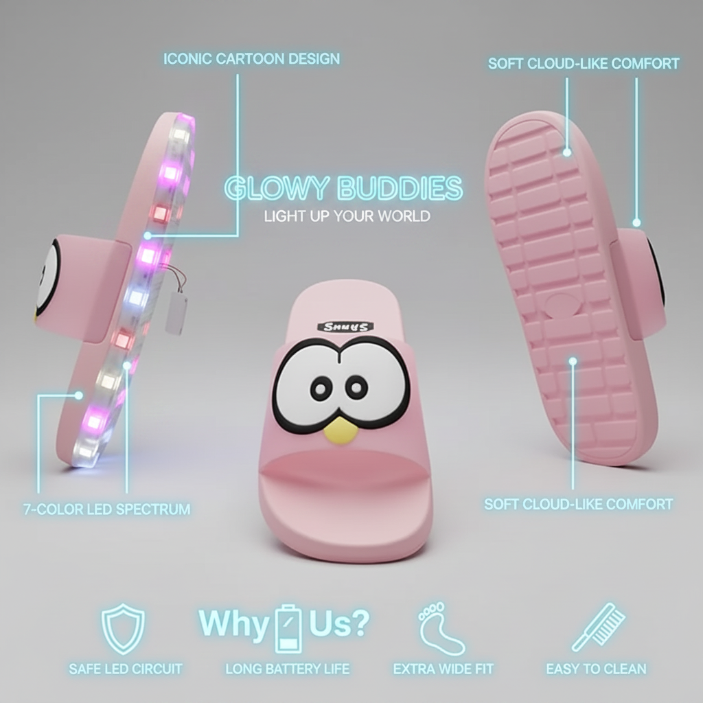 👀LED Cartoon Slippers – Vibrant Light-Up Sole & Cute Penguin Design – Flexible PVC & Easy Slip-On 🏠