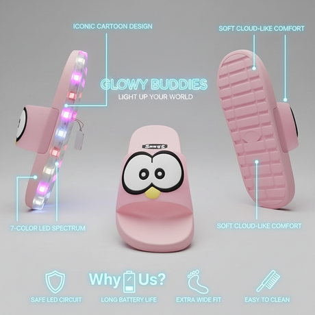 👀LED Cartoon Slippers – Vibrant Light-Up Sole & Cute Penguin Design – Flexible PVC & Easy Slip-On 🏠